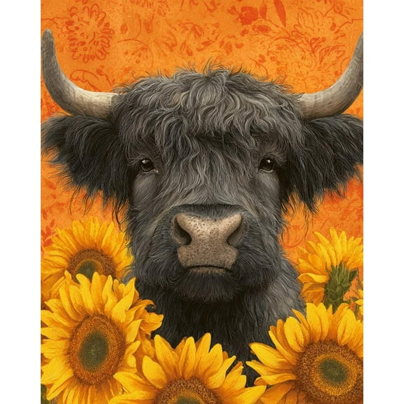 Paint by Numbers for Adults Kids Beginner Autumn Sunflower Cow DIY Acrylic Painting by Numbers Kits with Brushes Acrylic Pigment Home Decoration Gifts 16 x 20 inch