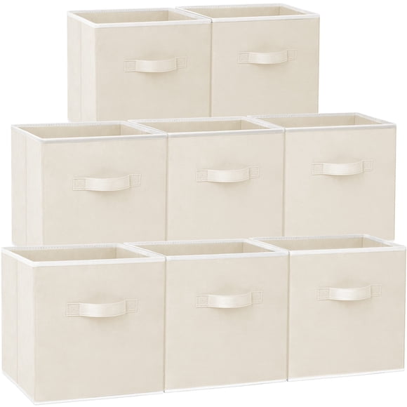 Cubos de basura de tela Storage Cubes Criusia de 11 cm, paquete de 8 unidades, color beige