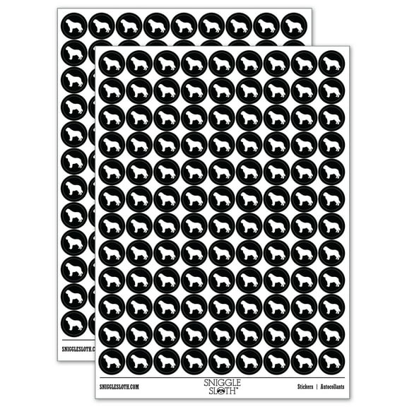 St Bernard Saint Dog Solid 200 Round Stickers - Black - Gloss Finish - 0.50" Size