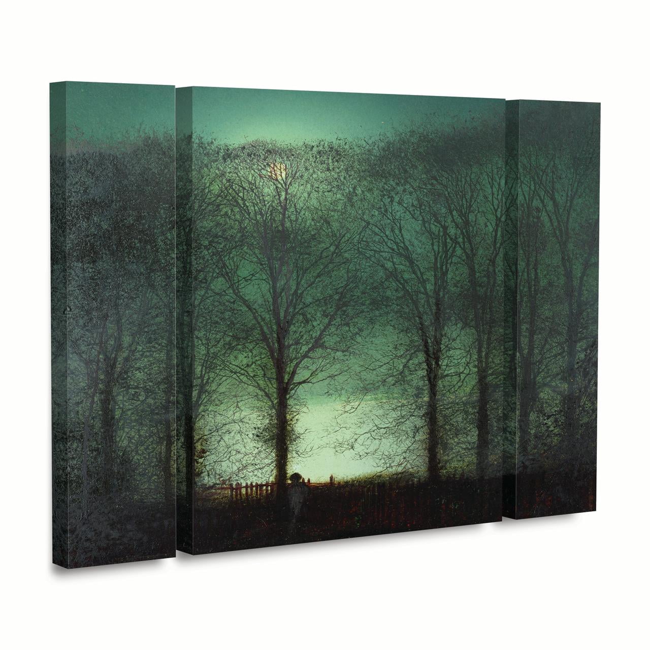 Trademark Fine Art Landscape Multi Panel Art Set Small 3 Piece ' Figure In The Moonlight ' by Grimshaw