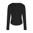 thumbnail image 6 of Womens Scoop Neck Crop Tops Slim Fit Long Sleeve Ribbed Knit T-Shirts Solid Y2k Casual Going Out Fall Clothes (M, Black), 6 of 6