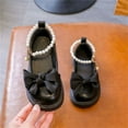 thumbnail image 4 of LNMQLPDBS Baby Girl Shoes Cute Mary Jane Shoes Fashion Spring Summer Solid Color Bowknot Children Comfort Casual Shoes Baby Dress Shoes for Communion Wedding and Daily Outdoor Black 5-5.5 Years, 4 of 4