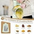 thumbnail image 6 of Rotary Cheese Grater with Handle Vegetable Shredder with 5 Interchangeable Blades, Kitchen Food Slicer and Chopper with Strong Suction Base for Fruit Vegetables Nuts with Blade Storage Box (Green), 6 of 7