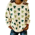 thumbnail image 2 of TrendOFT St Patricks Day Sweaters for Women Fair Isle Oversized Knit Pullover Long Sleeve Crewneck Tops Beige L, 2 of 4