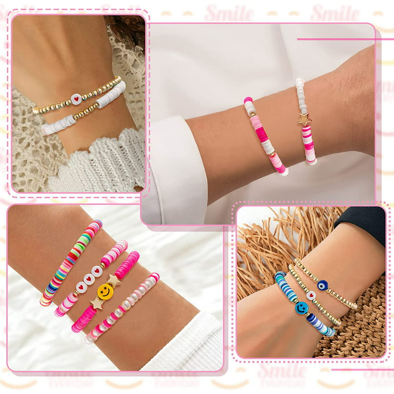 Y2K Bracelets, 4 Different Styles With Pearl Spacer Beads 
