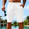 thumbnail image 2 of LNZGNM Men's Athletic Shorts Drawstring Elastic Waist Sports Shorts Stylish Lightweight Breathable Short Pants Running Shorts with Pockets,White M, 2 of 8