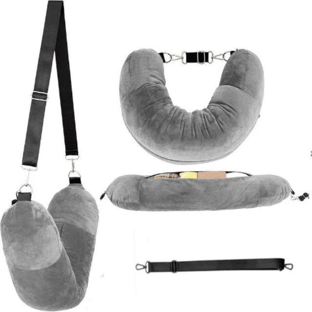 Portable Clothing-Stuffed Travel Pillow - Lightweight, Compact U-Shaped Rest Pillow for Flights, Road Trips & Camping - Multi-Functional On-the-Go Comfort Accessory for Travelers