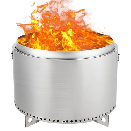 Towallmark Fire Pits for Garden, 35.4 Inch Smokeless Fire Pit, 304 Stainless Steel Wood Burning Fireplaces with Removable Ash Pan & Stand, Portable Safe Burning Firepit