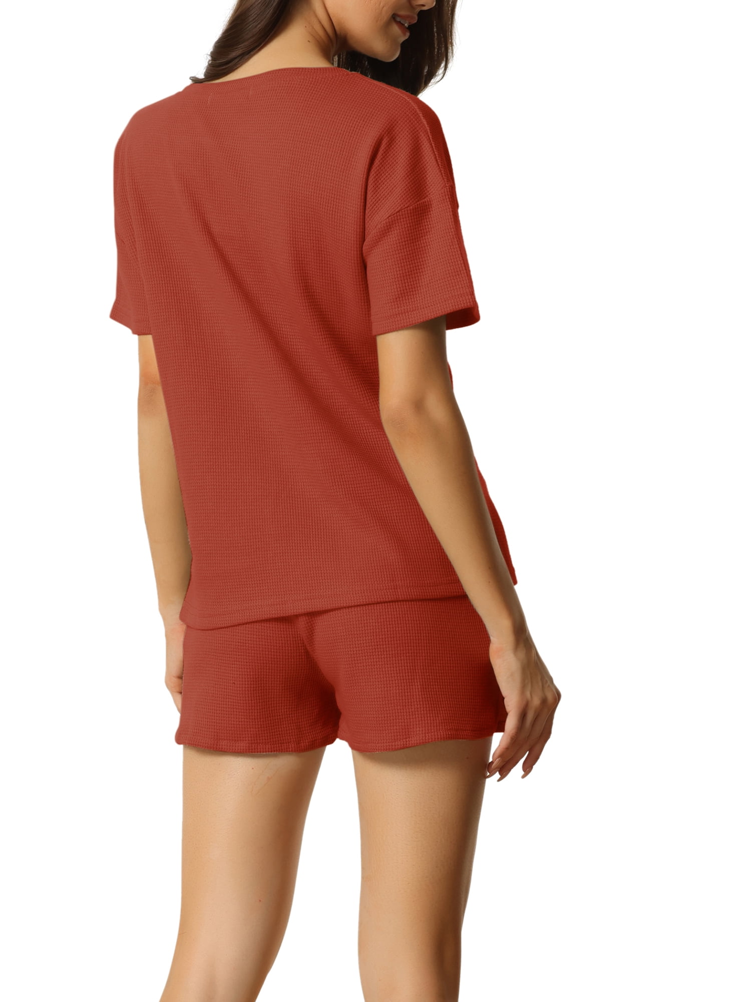 Unique Bargains Womens Lounge Sets Short Sleeve with Shorts Pullover Jogger Tracksuits XS Red