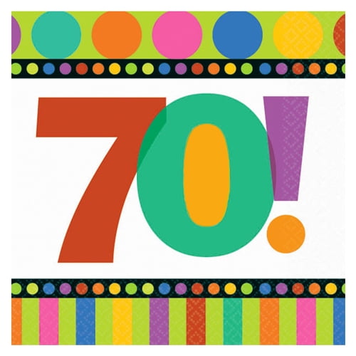 Happy 70th Birthday 'Dots and Stripes' Small Napkins (16ct)