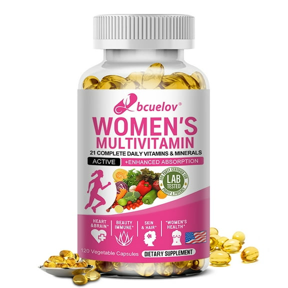 Bcuelov Women's Multivitamin Supplement, 120 Veggie Capsules, Supports Daily Nutritional Needs & Wellness