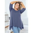 thumbnail image 6 of SHOWMALL Plus Size Tunic Top for women 3/4 Sleeve Blouse Purple Gray 3X Clothes Swing Top Crewneck Maternity Loose Fitting Clothing Shirt, 6 of 8