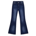 thumbnail image 3 of RTKFRFLM Girls Flare Jeans Slim Fit Stretchy Bell-Bottom Denim Trousers Dark Blue 10-12 Years, 3 of 3