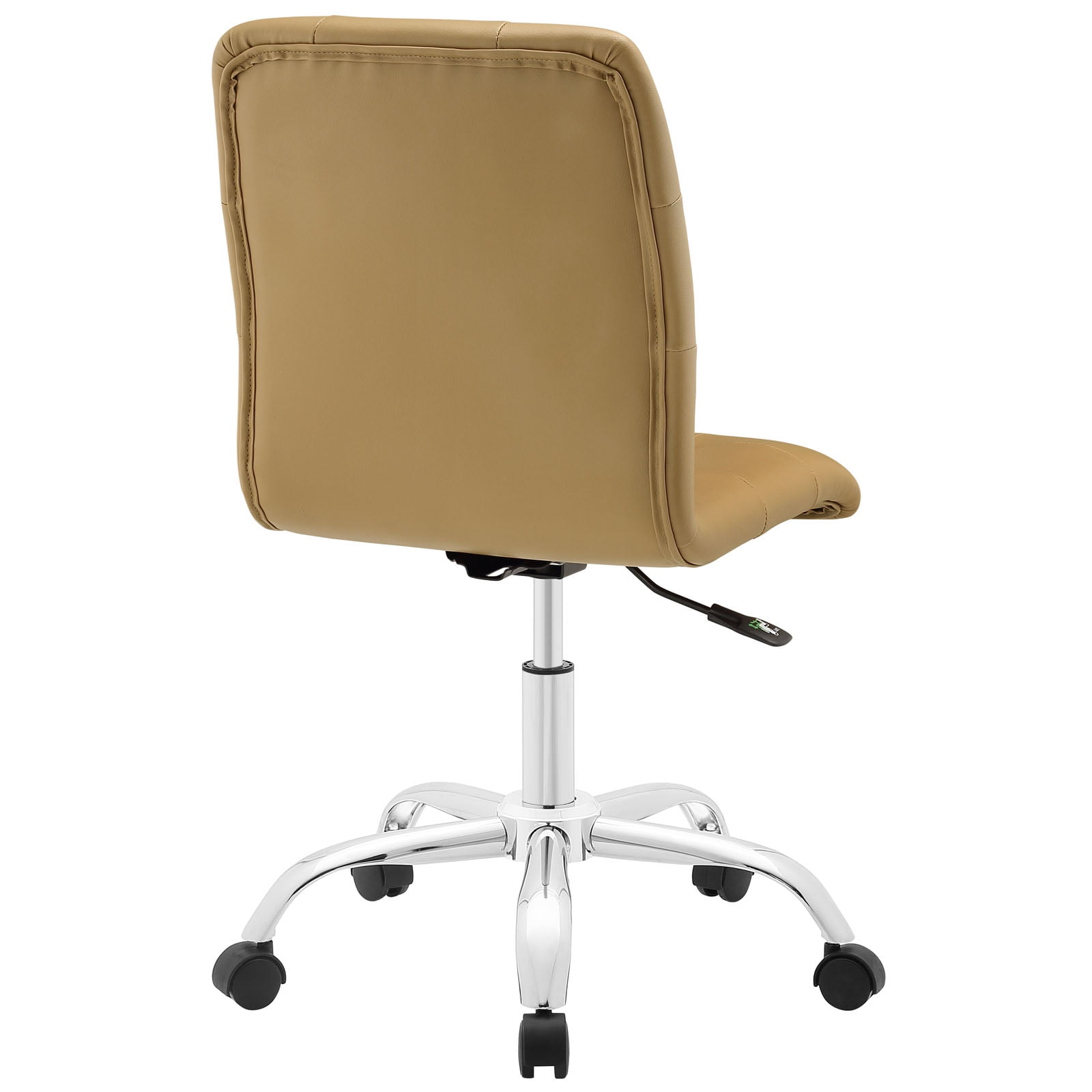 Modway Prim Modern Faux Leather Armless Mid Back Office Chair in Tan