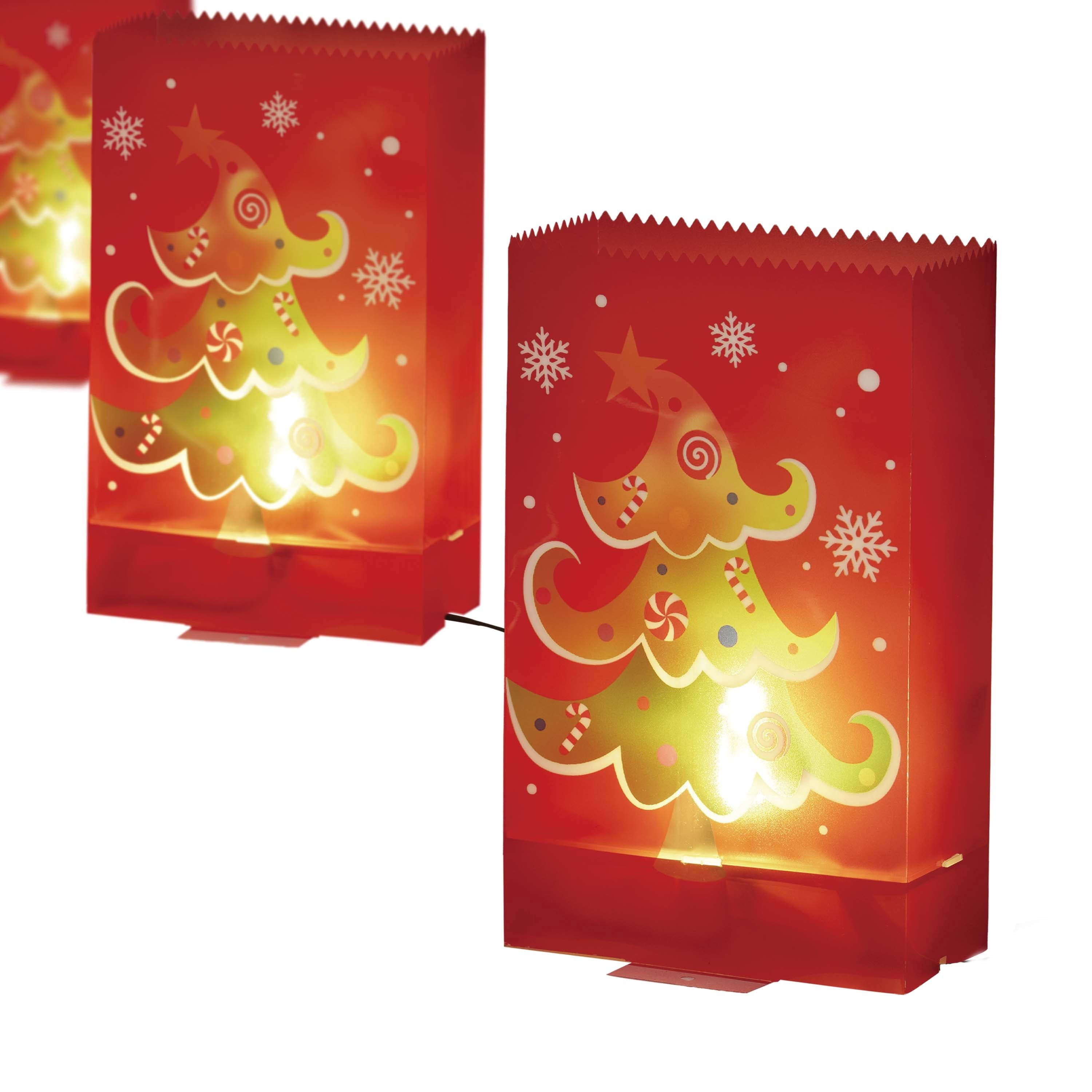 Indoor/Outdoor Tree Flickering Luminary Christmas Pathway Lights, Red, Set of 3, by Holiday Time