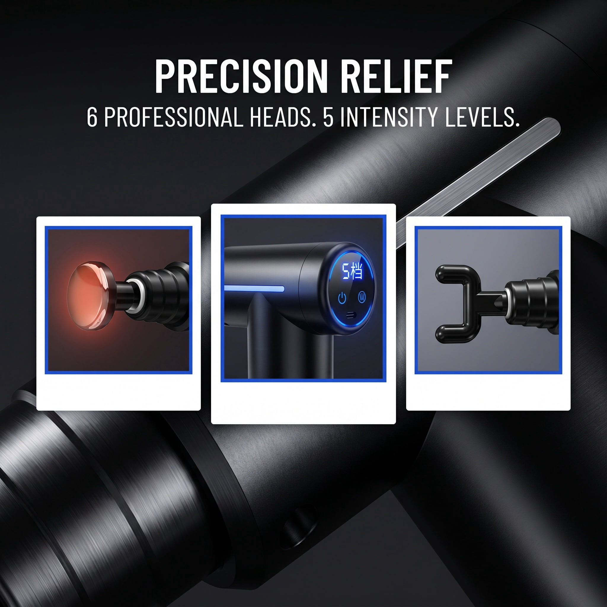 Mini Percussion Massage Gun with Heat and Cold Compress, Electric Muscle Massager for Athletes, 6 Interchangeable Heads, 5-Speed Quiet Brushless Motor, Portable Travel Case Included