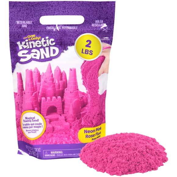 Kinetic Sand, 2lbs Pink Play Sand, Moldable Sensory Toys for Kids, Resealable Bag (Packaging May Vary), Holiday Gifts & Stocking Stuffers for Kids Ages 3 and up