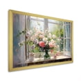 thumbnail image 2 of Designart "Vintage Flower View through Delicate French Windows IV" Floral Framed Wall Art Decor - Traditional White Window Living Room Framed Canvas Art, 2 of 6