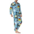 thumbnail image 2 of Salouo Pirate Marine Animals Print Button-Front Long Sleeve Pajama Set for Men, Soft 2Pjs Men's Long Sleeve Sleepwear-X-Large, 2 of 7