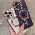 thumbnail image 3 of High-grade Glitter Rhinestones Phone Case For iPhone 16 15 11 12 13 14 Pro Max 16 Plus Magsafe Magnetic Clear Lens Protect Cover Pink For iPhone 15 ProMax, 3 of 6