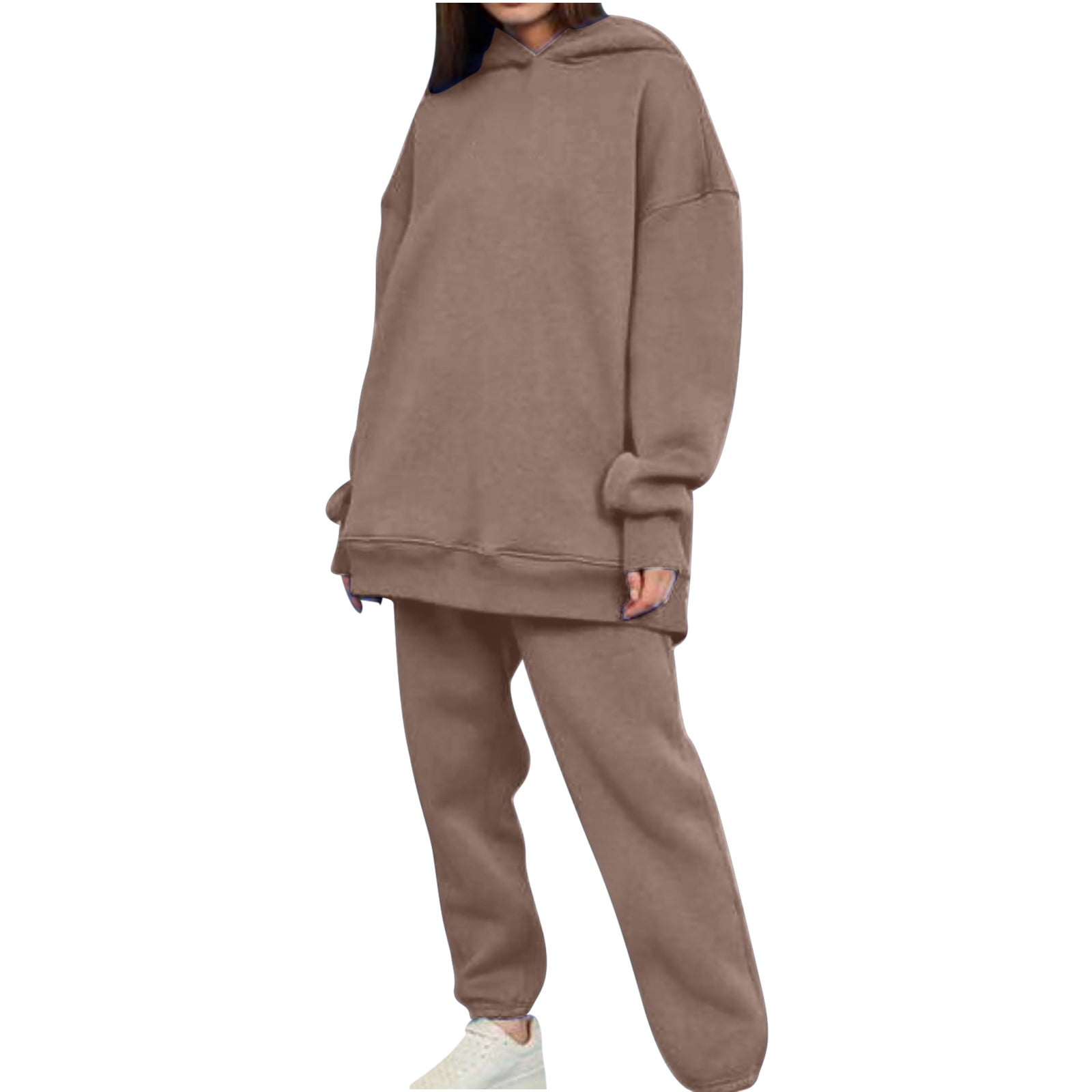 2 Piece Jogging Sets Womens Pocketed Hoodie Sweatshirt and Sweatpants ...
