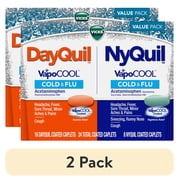 (2 pack) Vicks DayQuil and NyQuil VapoCOOL Cold & Flu Caplets, Cold Medicine for Adult, 24 Count