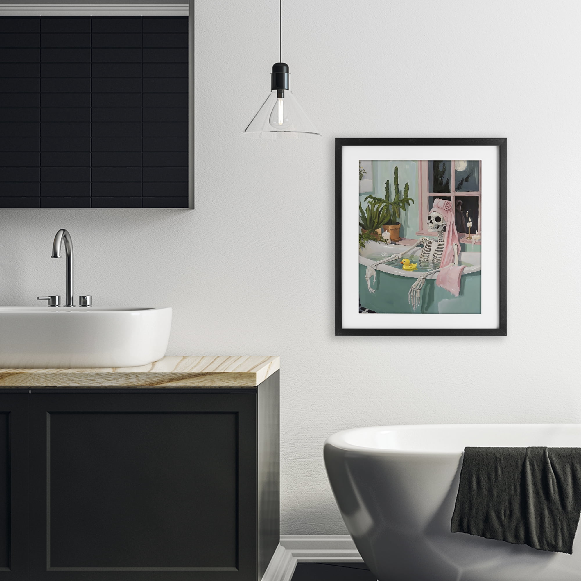 Stupell Industries Midnight Soak Skeleton Black Framed Print Under Glass, design by The Prints Vibe