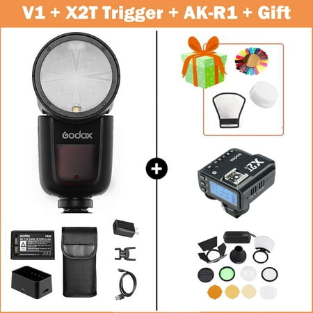 Godox V1 Flash Speedlight V1N Round Head Camera Speedlite with AK-R1 X2T For Nikon