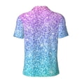 thumbnail image 3 of Vsdgher Multicolor Glitter Print Men's Short Sleeve Stretch Polo Shirt, Moisture-Wicking Performance Polo Shirt, 3 of 8