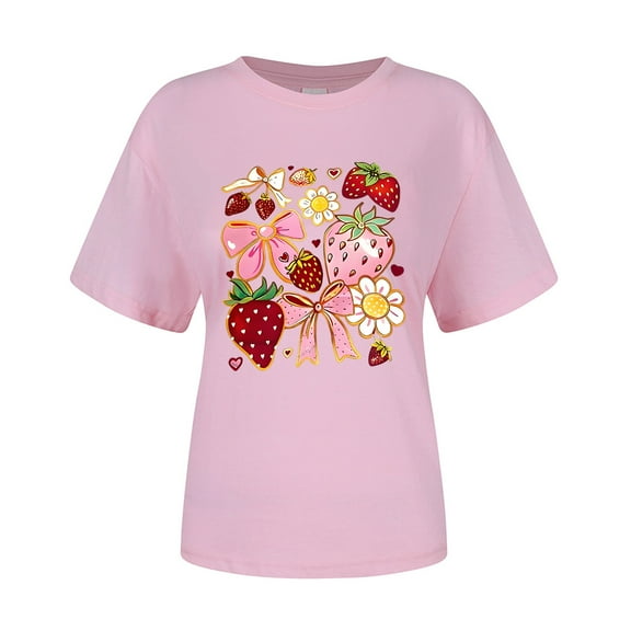 Outdoor Tops for Women Fashion Round Neck Short Sleeved Letter Print Womens Athletic Tops,Pink,S