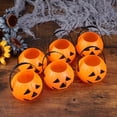 thumbnail image 4 of 6 Pack Mini Plastic Pumpkin Candy Buckets with Handles, 14cm Halloween Trick or Treat Portable Pails, Lantern Candy Holder for Halloween Party Decor & Trick-or-Treat, 4 of 4