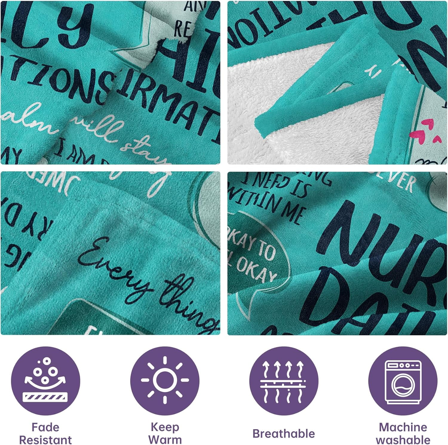Nurse Gifts for Women Men, Nurses Week/Day/Appreciation Gifts- Soft Nurse Blanket with Daily Affirmations- LPN RN Gifts for Nurses, Nursing School Graduate Birthday Gifts