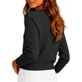 thumbnail image 4 of Dwellite Women Sweaters Knitted Cropped Crewneck Basic Trendy Fall Tops Cropped Sweater Winter Long Sleeve Dressy Top 2026 Black M, 4 of 6