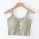 thumbnail image 1 of TaTaai Women Fashion Sleeveless Tank Top Crew Neck Solid Color Short Button Design With Chest Pad Breathable Non See-through Machine Washable Versatile Daily Wear Top Gift, 1 of 6