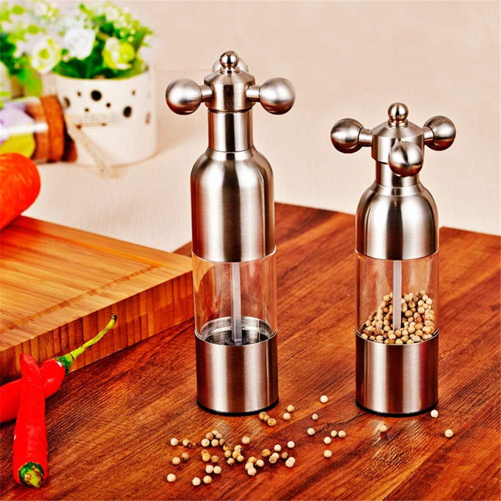 Manual Salt Pepper Grinder Set 2 Pack, Stainless Steel Faucet Shaker Mill Gold