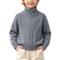 thumbnail image 3 of Falkdiz Boys Raglan Shirts Long Sleeve Zip-up Warm Casual Outdoor Solid Color High Neck Tshirts for Boys,Gray,Size: 8-9, 3 of 9