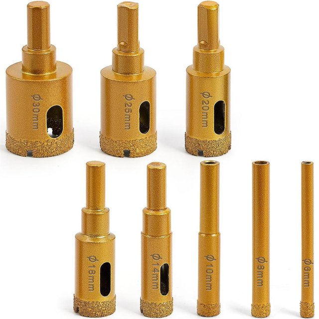 Kit de sierra de corona de diamante, juegos de brocas para perforación de núcleo de baldosas con soldadura fuerte en seco/húmedo, juego de sierra de corona hueca para baldosas soldadas (6 doradas, d