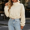 thumbnail image 6 of Mifsaly Women's Long Sleeve Sweatshirts Full Zip Collared Pullover Tops Drawstring Cropped Warm Fall Winter Fashion Sweat Shirts, 6 of 6