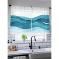 thumbnail image 5 of Teal Blue Sheer Curtains 54 Inch Long 2 Panels, Water Ripple Abstract Watercolor Gradient Waves Light Filtering Rod Pocket Semi Sheer Curtains, Sheer Voile Drapes for Living Room Bedroom, 52"x54", 5 of 5
