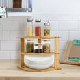 thumbnail image 5 of Tcwhniev 3 Tier Cabinet Organizer Shelf for Kitchen Storage Sturdy Plate Organizer Bamboo Corner Shelf Dish Rack for Cabinet Countertop Space Saver, 5 of 8