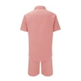 thumbnail image 5 of Pxiakgy Men'S Summer Breathable Two Piece Wrinkled Shirt Shorts Set Men'S Textured Beach Suit Pink + S, 5 of 5