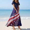 thumbnail image 3 of Wutalume Summer Dresses Patriotic Print - V-Neck Short Sleeve Colorful Sundress for 4th July Parade, Womens Summer Dresses ,Royal Blue XS, 3 of 6
