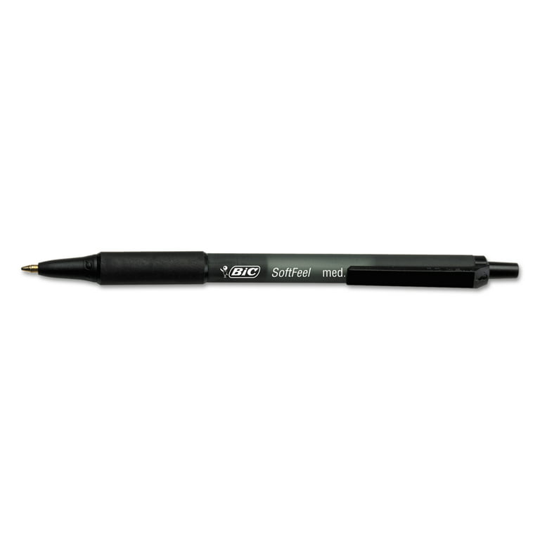 BIC Soft Feel Retractable Ball Pen, Medium, Black, 1-Dozen