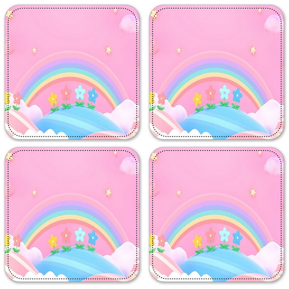 Vinyl Drink Coasters - Set of 4 - Rainbow