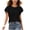 Z50 Black, variant on Flutter Sleeve Tops for Women Flattering Crewneck Casual Summer Top Soft Comfortable Elegant Layered Ruffle Sleeve Blouses Pink,S