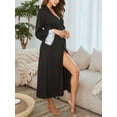 thumbnail image 3 of Richie House Women Kimono Sexy Robes Long Knit Bathrobe V-neck Casual Loungewear RHW2905-A-L, 3 of 7