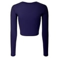 thumbnail image 4 of Made by Olivia Women's Solid Long Sleeve Round Neck Crop T Shirt Top, 4 of 4