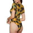 thumbnail image 2 of Vsdgher Hawaii Palms Prinr Short Sleeve Body suit for Womens, Sexy Onesie One Piece Round Neck Bodysuit Shapewear Tummy Control-Medium, 2 of 7