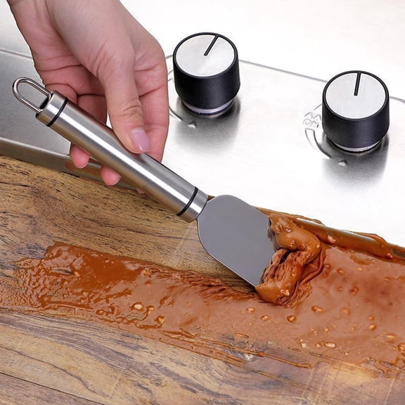 ChicYu Stainless Steel Cleaning Scraper Multi Function Pot Bottom Scraper Oil Removal Tool Tar Scraper Kitchen Cleaning Tool for Pots Pans Grills Oven Trays