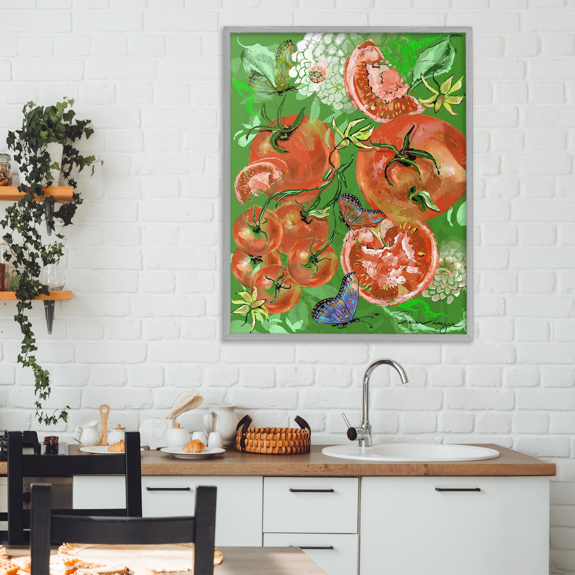 Stupell Industries Tomatoes Swirl Collage Gray Framed Giclee Art, design by Susan Lugar
